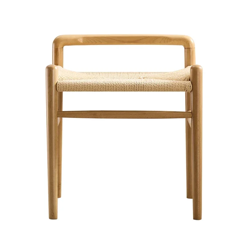 Nordic Square Stool: Solid Wood Rattan Woven Multi-Use Tea & Makeup Chair Original Wood Color Stylish Home Seating