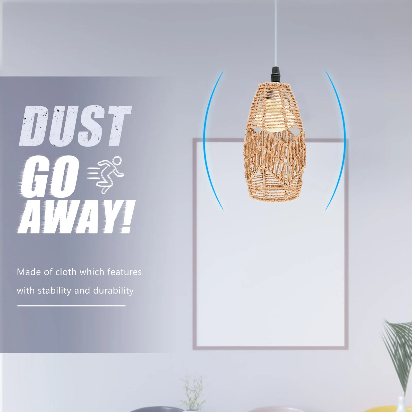 Paper Rope Chandelier Shade Woven Lampshade Boho Light Cover Ceiling Fan Pendant Lampshades Bulb Hanging