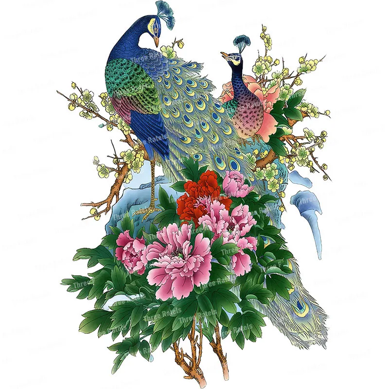 Three Ratels QN14 Beautiful Peacock Colorful Home Decoration Art Wall Decal Waterproof Bathroom Kitchen Tile Decal