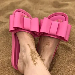 On Sale Brazil Brand Classical Style Big Bowknot Women Slippers Ladies Fashion Girl Flat Slides Female Beach Slippers SM068