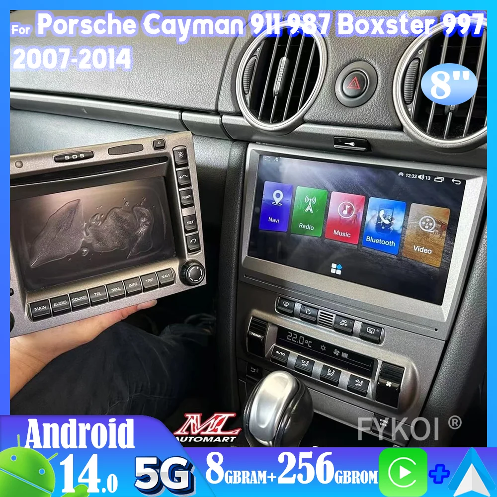 

Android 14 For Porsche Cayman 911 987 Boxster 997 Car Radio Multimedia Player Carplay 4G DSP GPS Navigation Stereo Touch Screen