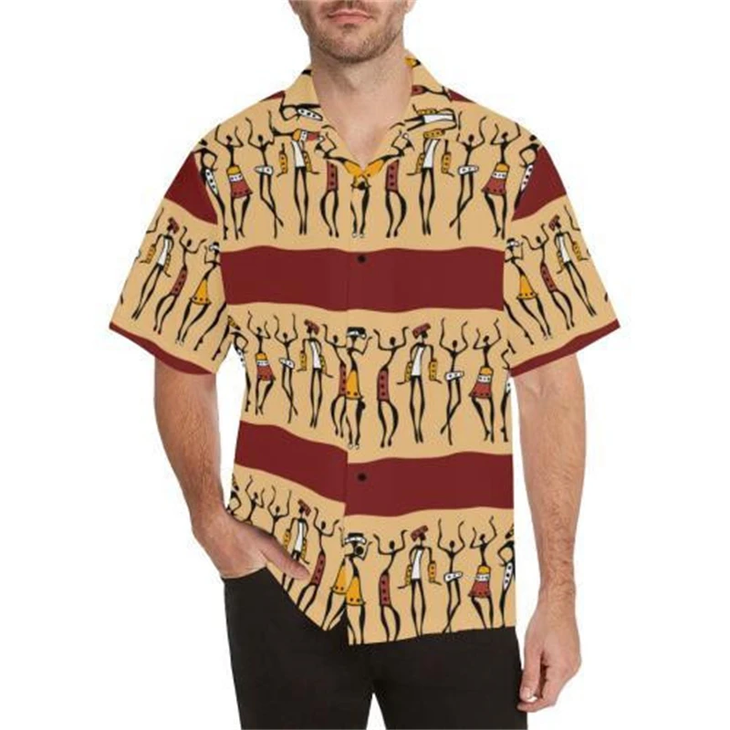 

Short Sleeve Hawaii Shirts Mens Fashion Shirt Africa Style Pattern Blouse Hawaiian Beach Female Clothing Holiday Camisas Blouse