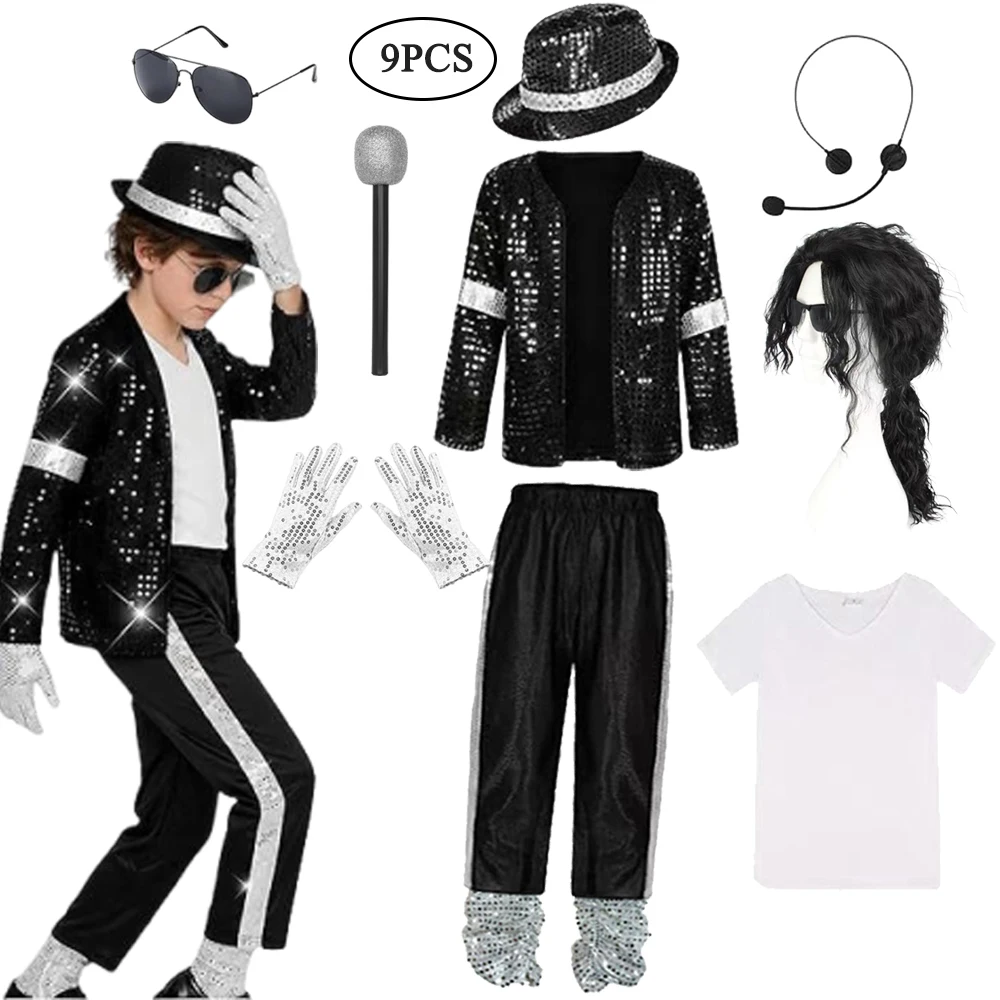 Kids Halloween Cosplay Superstar Singer Michael Jackson Clothes Dance Performance Children's Costume Boys Girls Outfits
