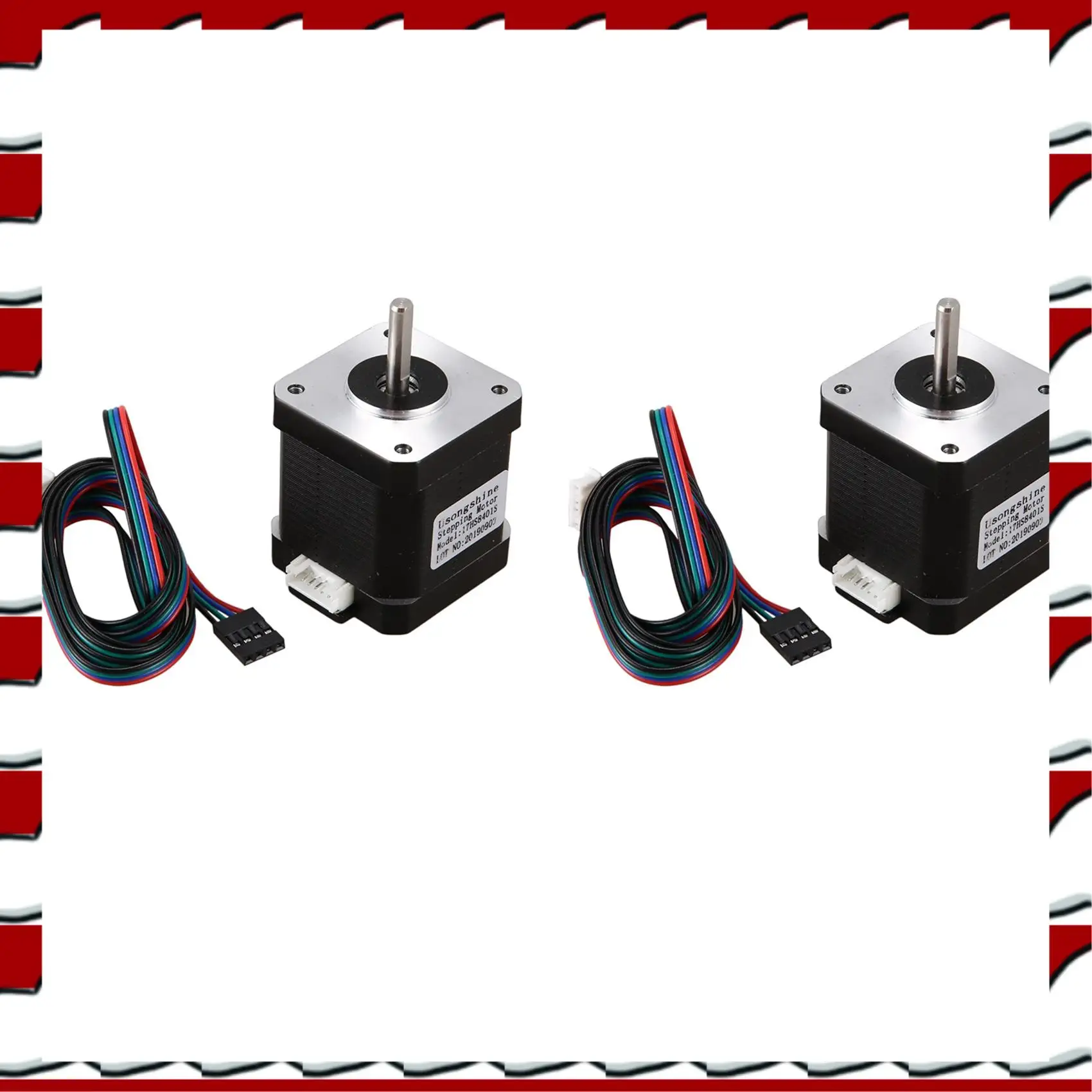 

T35C 2Pcs Nema 17 Stepper Motor 48Mm Nema17 Motor 42Bygh 2A 4-Lead ( 17Hs8401 ) Motor 1M Cable For 3D Printer Cnc Xyz Motor