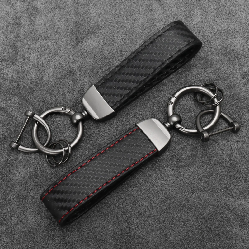 Carbon Faser Leder Zink-legierung Schlüssel Kette Mode Männer Frauen Geschenke Kreative Universal Auto Schlüssel Kette Schlüssel Ring Auto Zubehör – Detail 1