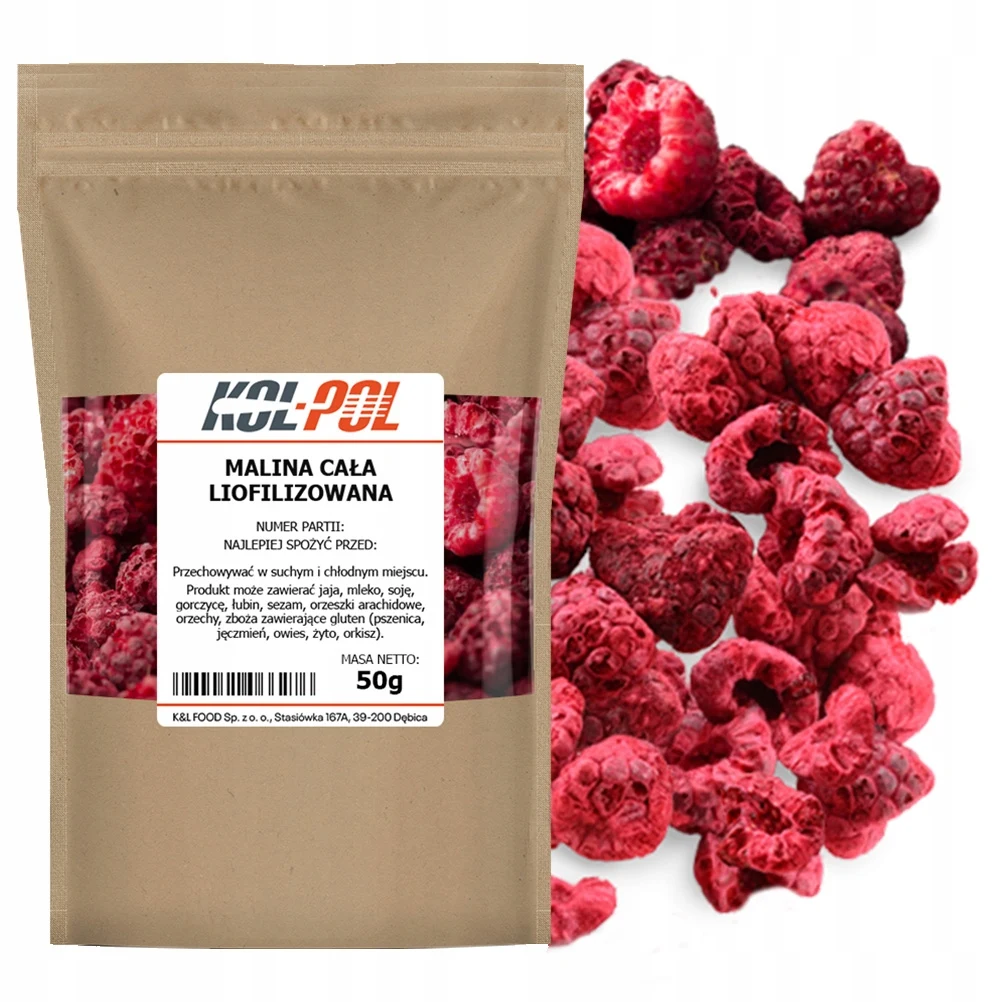 RASPBERRY 50g ganze Früchte gefriergetrocknete Himbeerqualität Kol-Pol