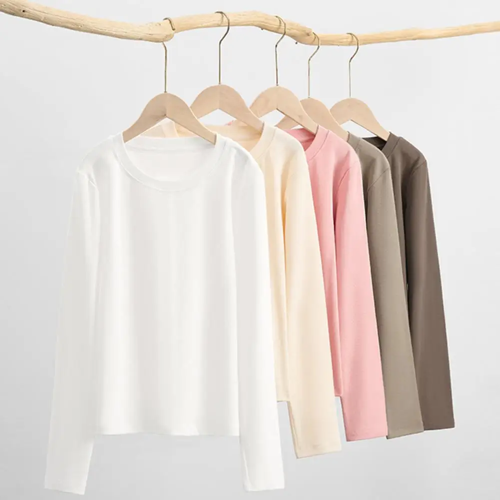 

Lightweight Tee Skin-friendly Basic Tee Women's Long Sleeve Crew Neck T-shirt Bundle Breathable Skin-friendly Tee for Autumn