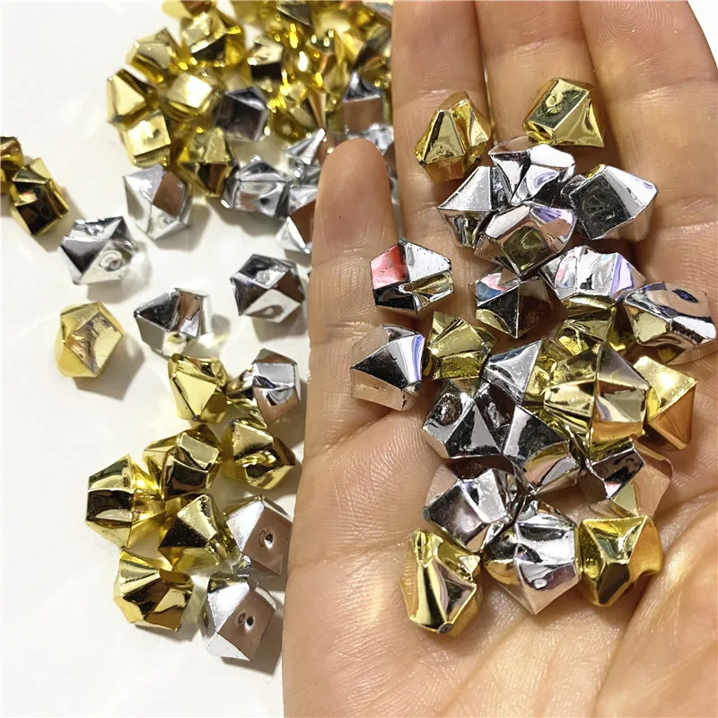 Piezas de juego de ajedrez de piedra Irregular para juegos de mesa, 50 piezas, 14x11mm, peón acrílico dorado y plateado, accesorios de fichas