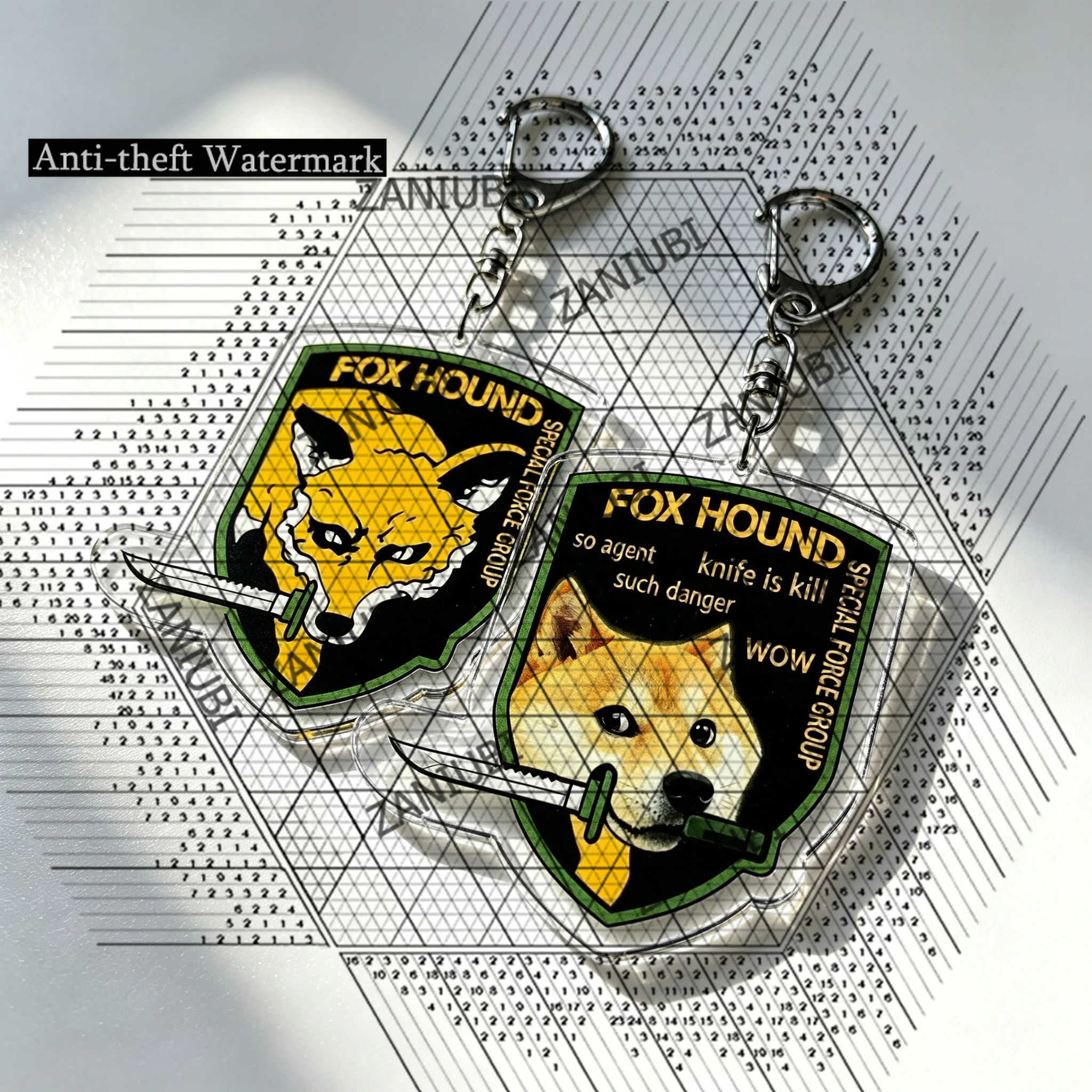 MGS Game Foxhound Keychains Bag Charms Anime Snake Big Boss Kojima Keyrings Jewelry Gaming Fans Friends Gifts