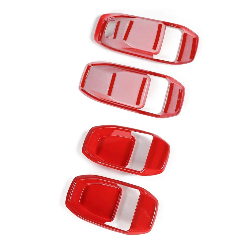 for Jeep JL Door Handle Bowl Trim Covers Kit for Jeep Wrangler JL JLU Gladiator JT 2018 2019 2020, ABS Red