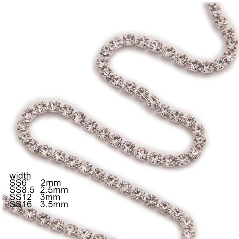 10yards/roll SS6 SS8 Crystal Metal Rhinestone Banding Gold Silver With AB Jewelry Making Rhinestone Cup Chain