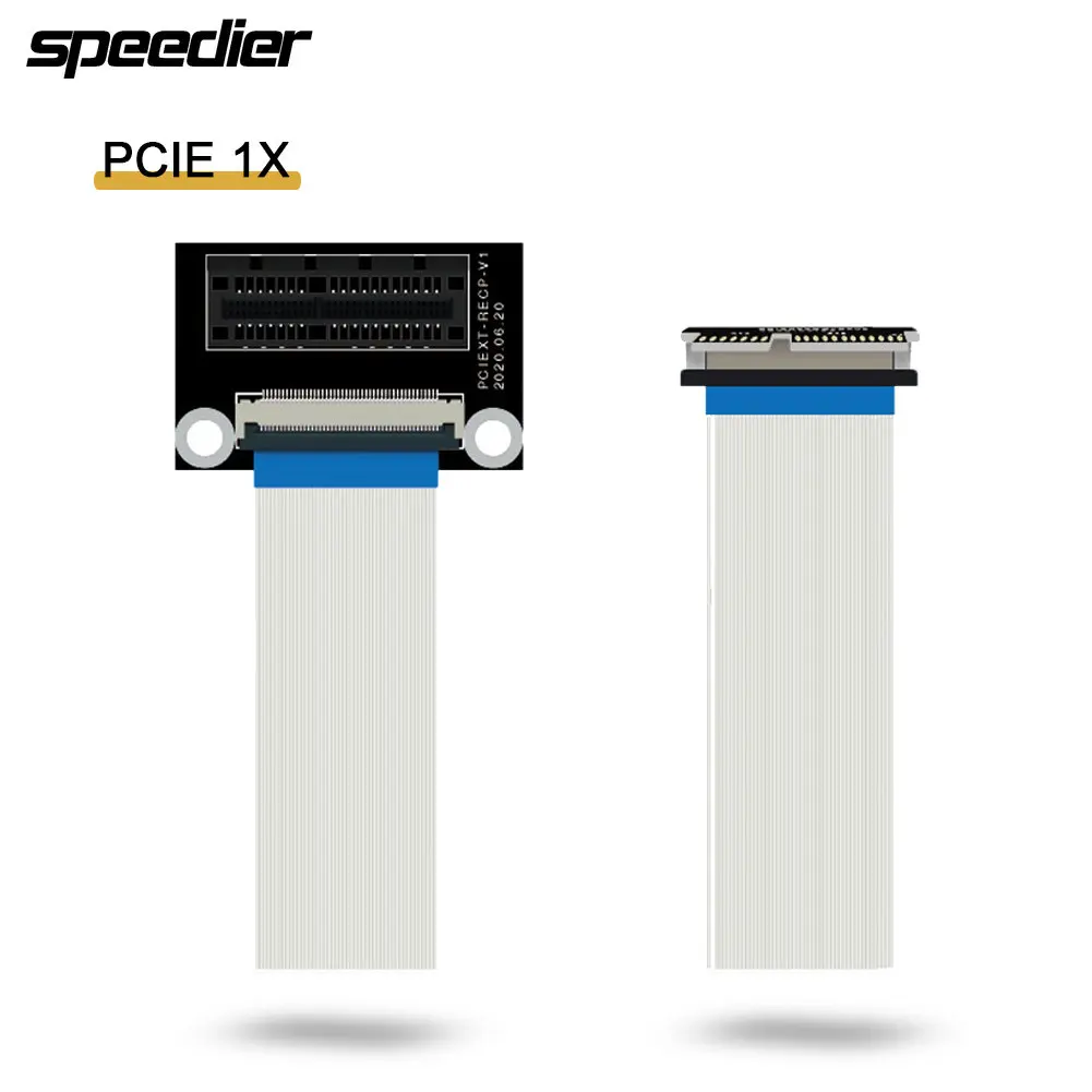 Ultra-Short PCI-E X1 Extension Cable 36pin Double 90 Degree Angled PCIe 1x Male to Female Ribbon Flexible FFC Riser Extender