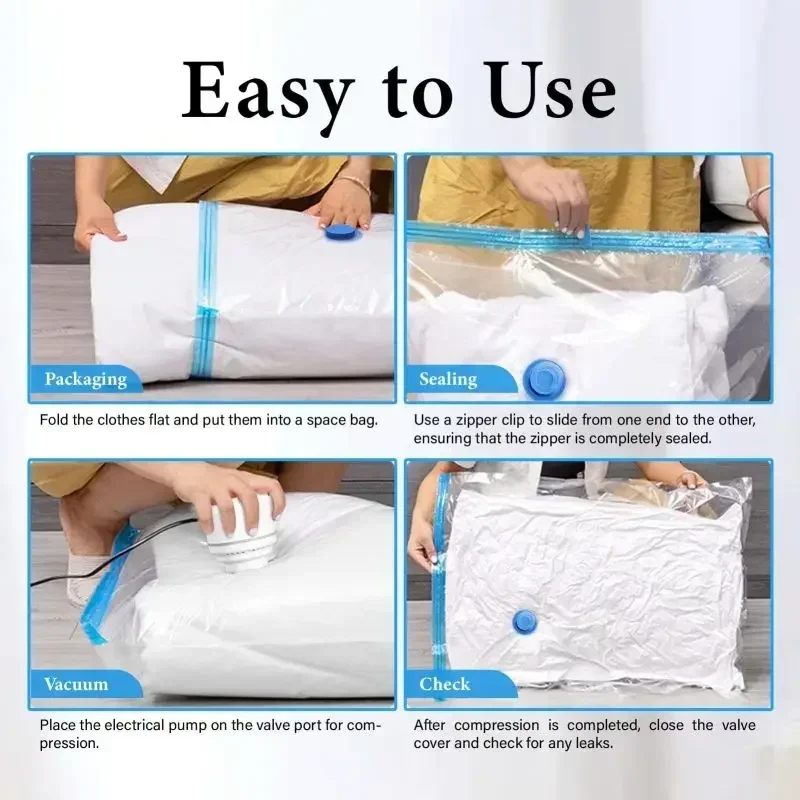 1-8pcs Vacuum Storage Bags Clothes Bags and Vacuum for Clothes Vacuum Sealing Bags Empty Vacuum Bag and Pump Storage Container