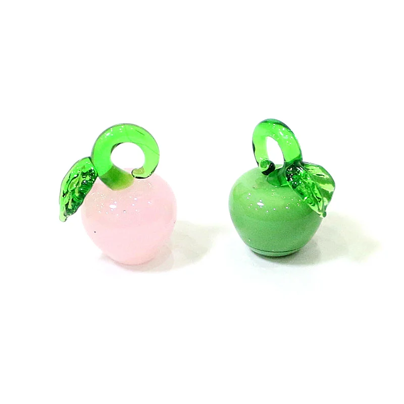 Glass Fruit Vegetable Charm Mini Apple Eggplant Peach Lemon Pumpkin Olive Corn Strawberry Tomato Garlic Pea Pod Scallion Pendant