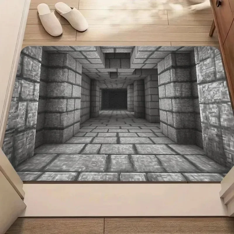 3D Optical Illusion Swirl Door Mat Soft Non-slip Absorbent Carpet Creative Funny Hole Design Home Decor Welcome Rug
