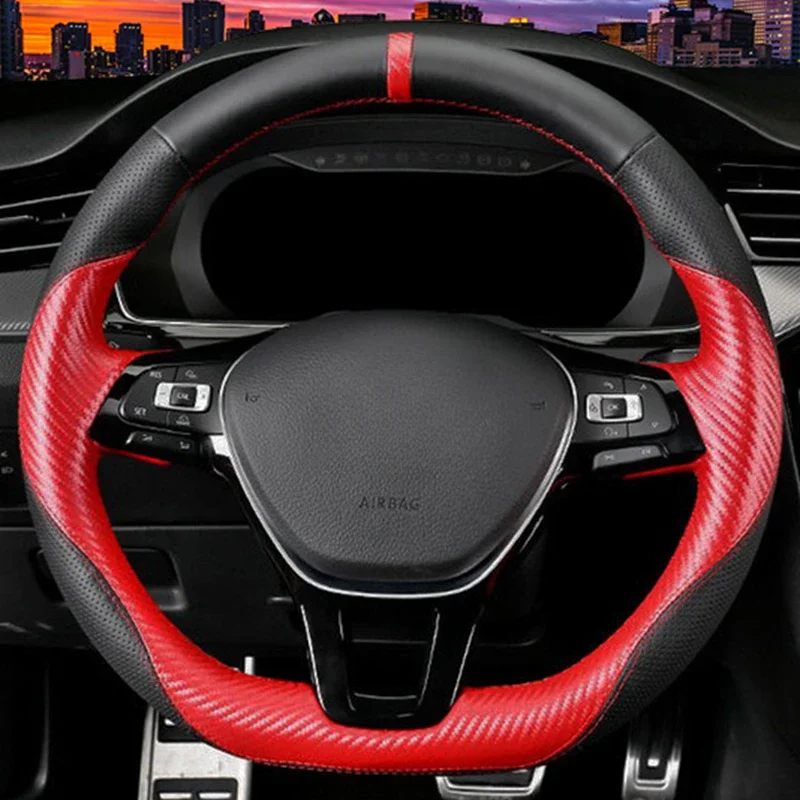 Customize DIY Suede Genuine Leather Car Steering Wheel Cover For Volkswagen Golf 7 Mk7 New Polo Passat B8 Tiguan Car Interior