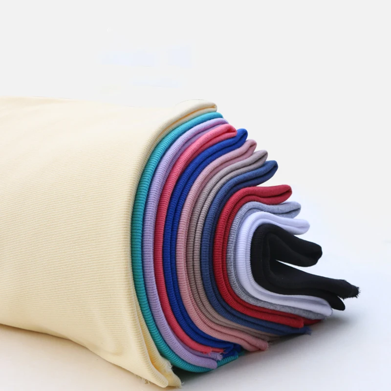 

120x50cm Elasticity Cotton Ribbed Knitted Fabric For Undershirt, Women's Dresses, T-shirts, Vests, Handmade DIY Sewing Fabrics