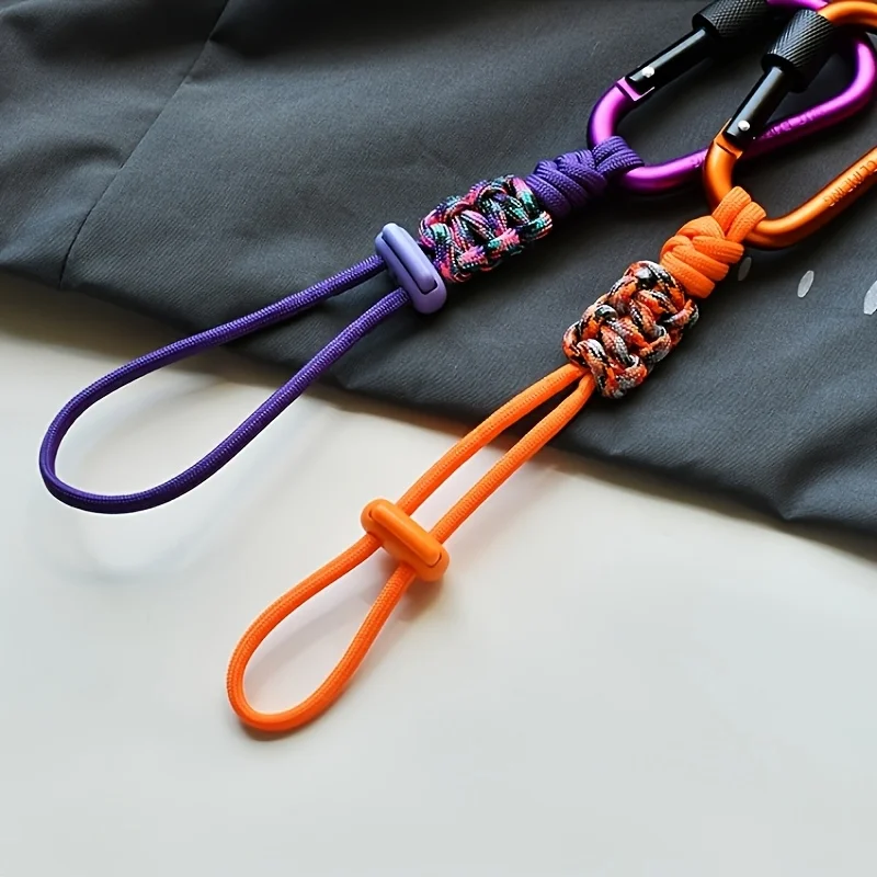 1PC Outdoor Water Bottle Holder Paracord Hook Hiking Backpack Cup Carrier Hand Woven Lanyard Carabiner Accessory Camping Gear