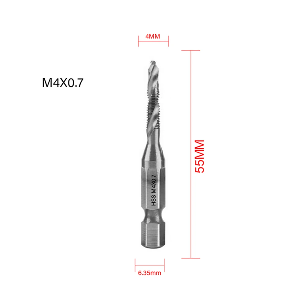 Hand Tap Drill Hex Shank HSS Composite Screw Spiral Point Thread Metric Drill Bit M4 M5 M6 M8/M10 Hex Composite Thread Drill