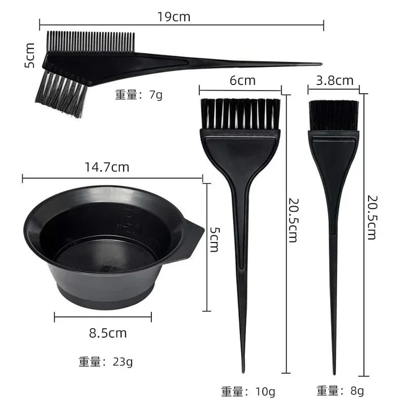 4Pcs/Set Black Hair Dyeing Accessories Kit Hair Coloring Dye Comb Stirring Brush Plastic Color Mixing Bowl DIY Hair Styling Tool