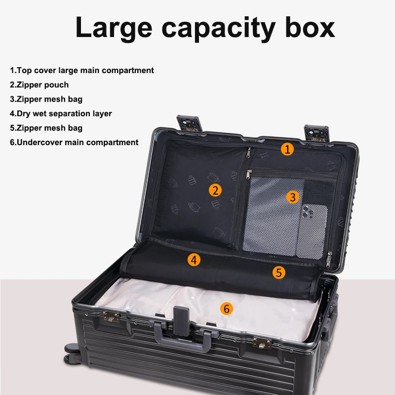 24/26/28/30 Inch Big Capacity Suitcase With Cup Holder Travel Suitcase Men Carry-On Luggage Women PC Aluminum Frame Trolley Case