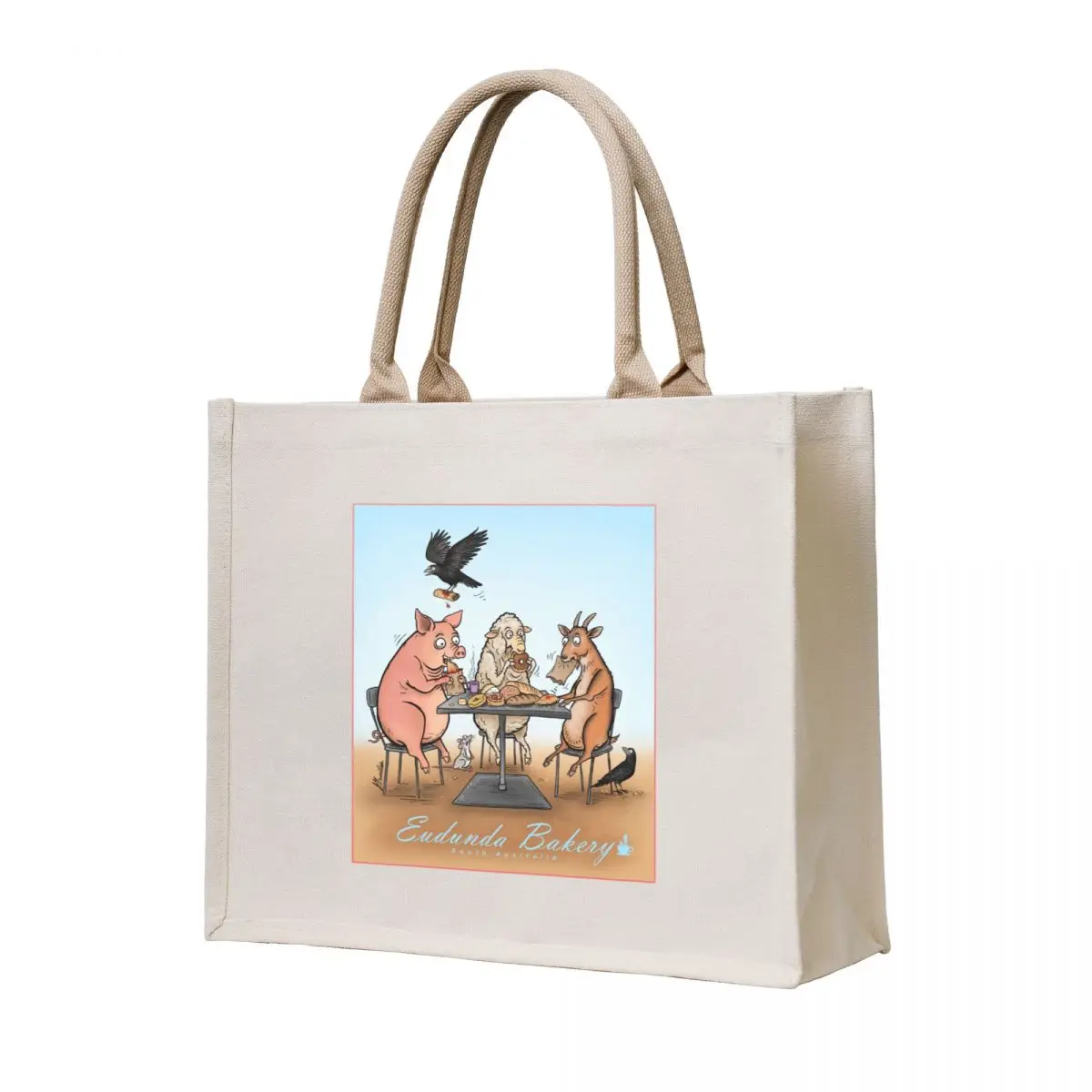 

Animals Having Lunch At Bakery Tote Bag eco pack canvas tote custom tote bag great bag