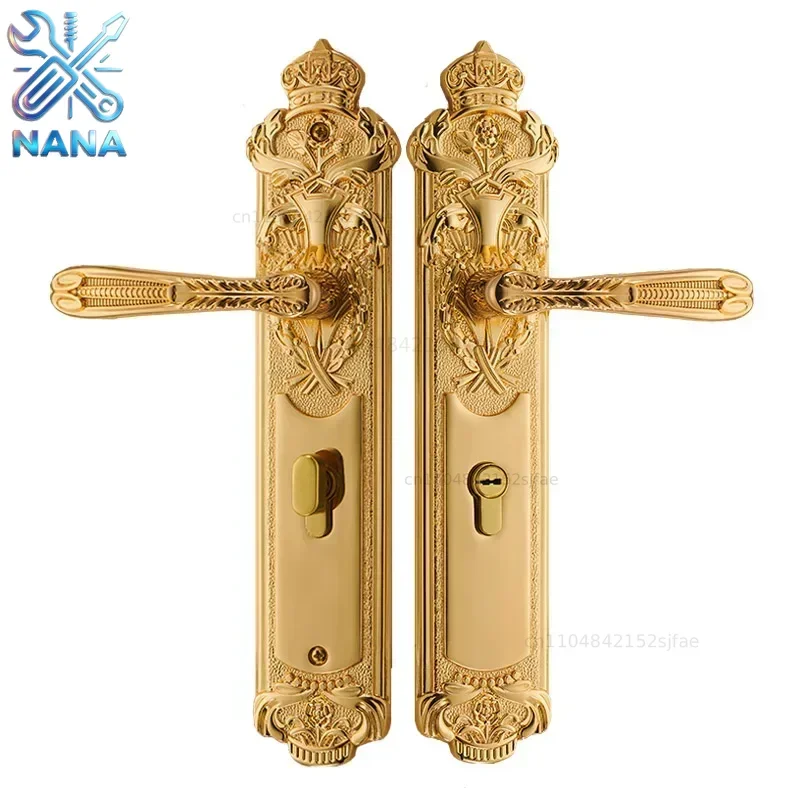 Luxury Brass Gate Lock Europen Entrance Door Locks Golden Handle Lockset Bedroom Security Locksets Multi Color for Option