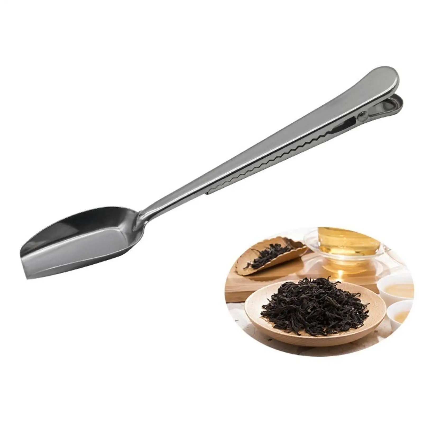 Coffee Spoon with Bag Clip Milk Powder Party Tea Spoon Stainless Steel