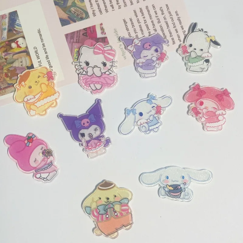 

Sanrio Cartoon Kuromi Pochacco Acrylic DIY Hairpin Accessories Refrigerator Sticker Mobile Phone Case Patch Handmade Materials