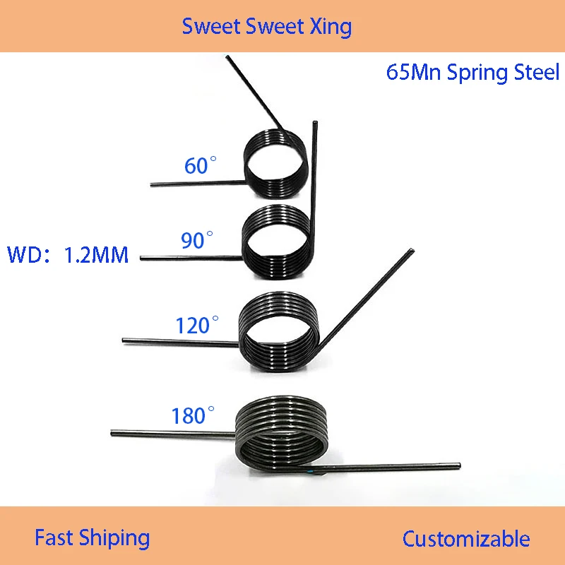 

V-shaped Spiral Spring Coil 65Mn Steel Torsion Spring Wire Diameter 1.2mm Angle 60 90 120 180 Degrees