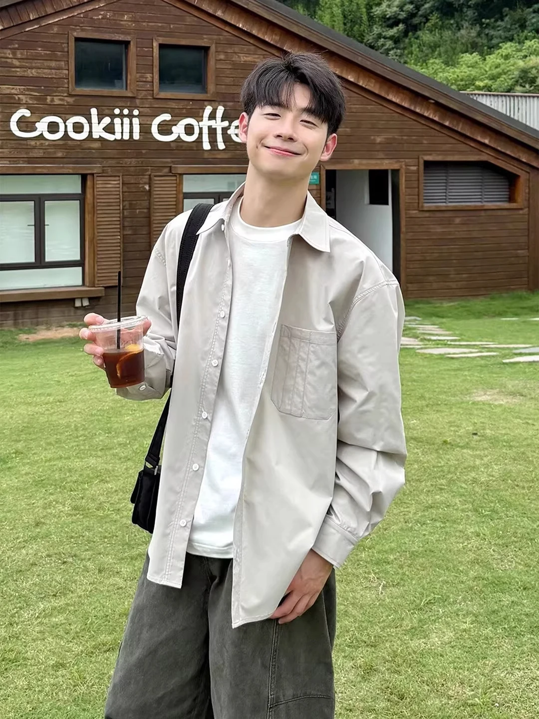 

Loose Fit Long Sleeve Men's Shirt Casual Style Collared Inner Wear Breathable Comfortable Cleanfit Winter Spring Fashion