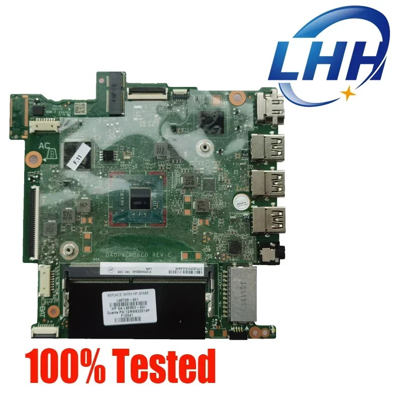 

For HP STREAM LAPTOP 14-CB Laptop Motherboard L65728-601 L65953-601 Mainboard DA0P9CMB6C0 CPU N4000 32/64G EMMC DDR4 Full Tested
