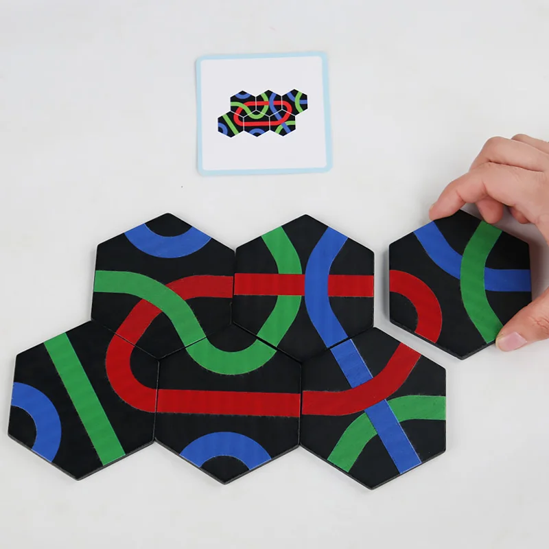 경로 퍼즐 나무 블록 어린이 몬테소리 교육 장난감, 부모-자녀 상호 작용 두뇌 티저, 논리 게임, 어린이 선물, 1 세트