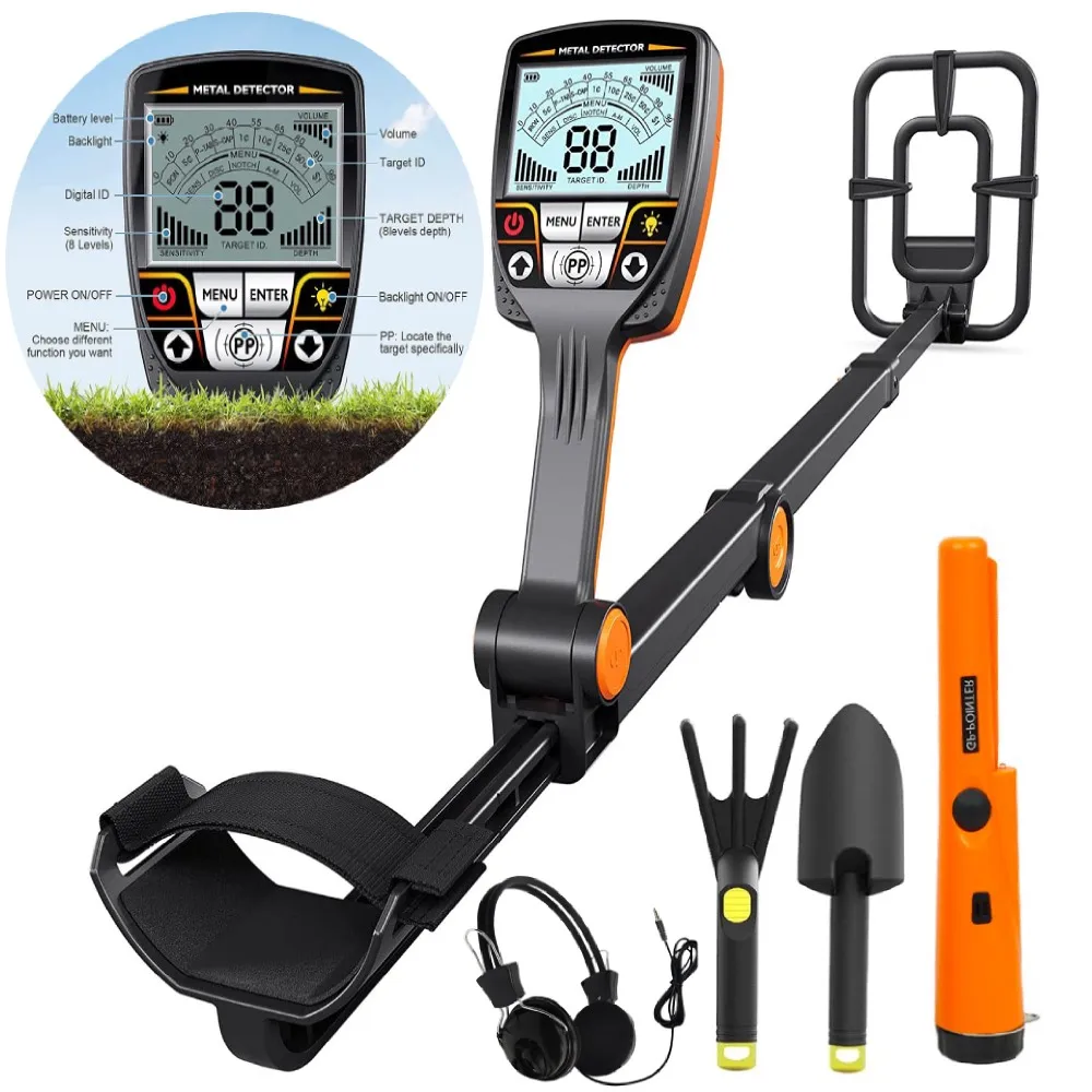 Underground Foldable Digital ID Target and Depth Display Gold Metal Detector TX640 Higher Depth and Accuracy Treasure Hunting