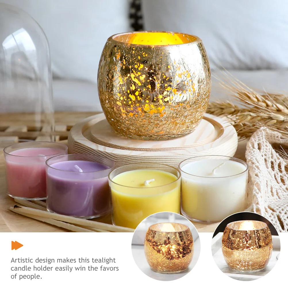 

2Pcs Gold Snowflake Glass Holder Decorative Small Tealight Holder for Wedding Dinner Romantic Atmosphere