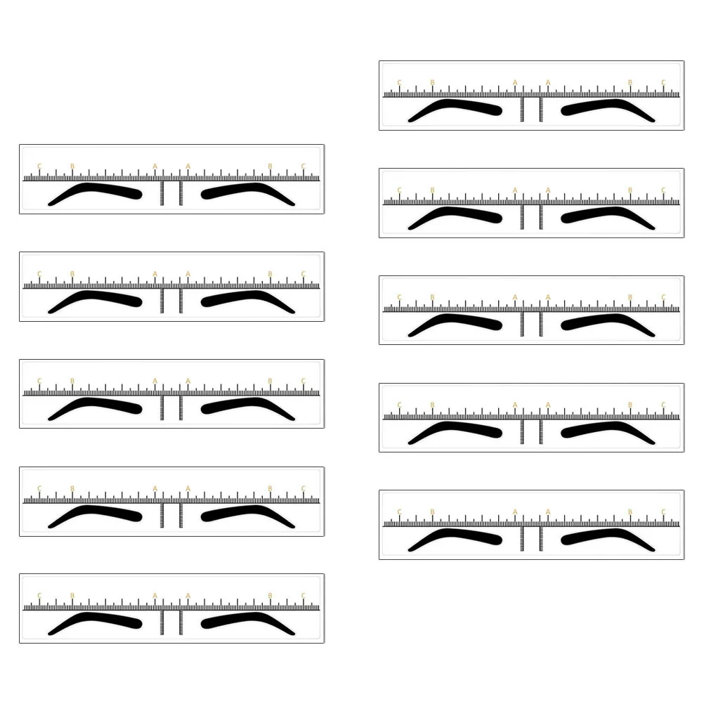 10Pcs Eyebrow Ruler Flexible Stencil Template Guide Tool for Makeup Beginners Experts Eyebrow Mapping Measuring Tool Symmetrical
