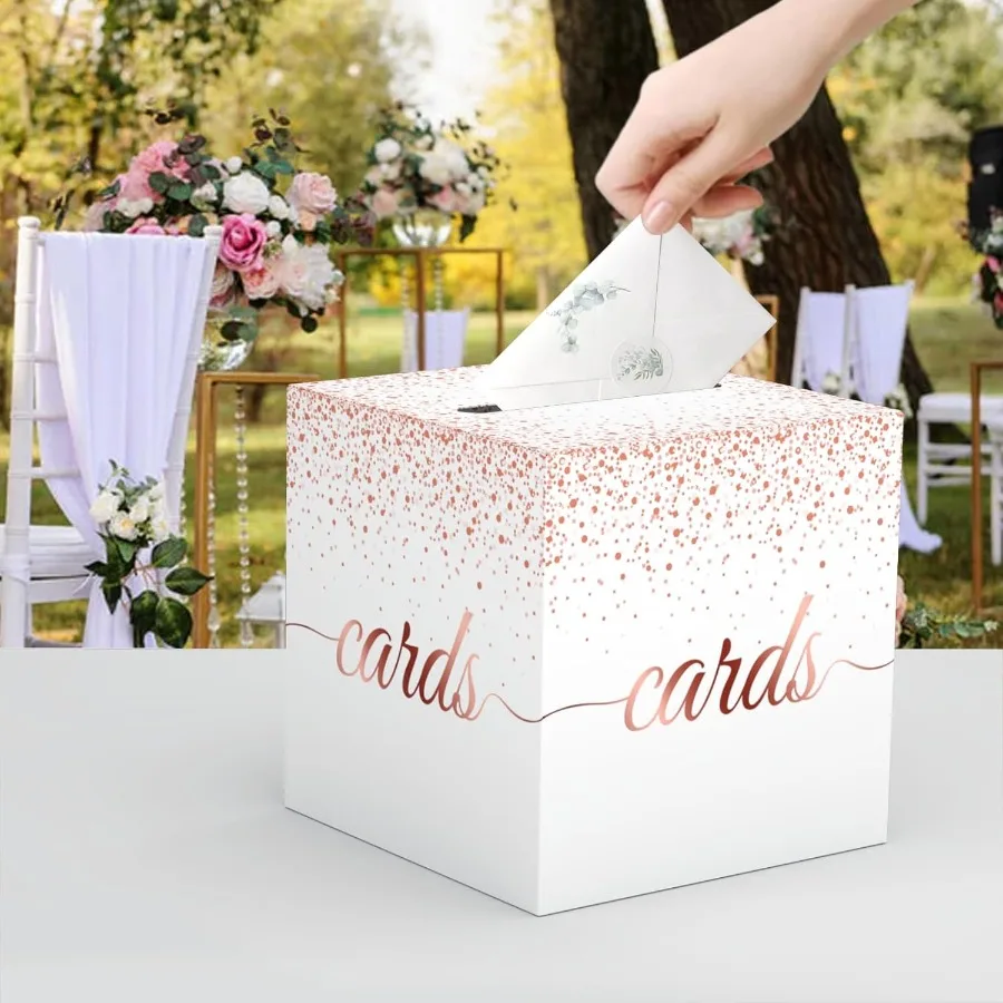 Boîte à cartes en or Rose pour anniversaire, mariage, mariée ou réception-cadeau pour bébé, anniversaire de remise de diplôme, fournitures de décoration pour fête de fiançailles M