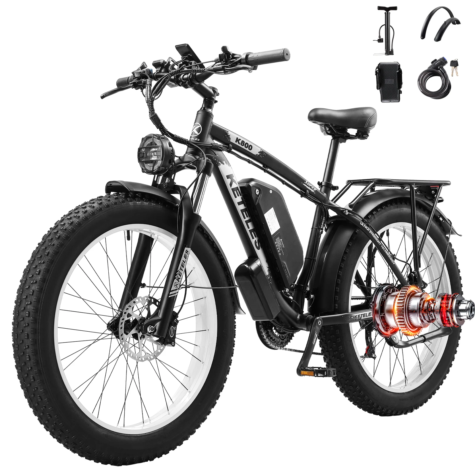 

For KETELES USA 16OOW Motor Ebike Free Shipping Adult All-Terrain 48V/20AH AWD Electric Mountain Bicycle Mountain Style