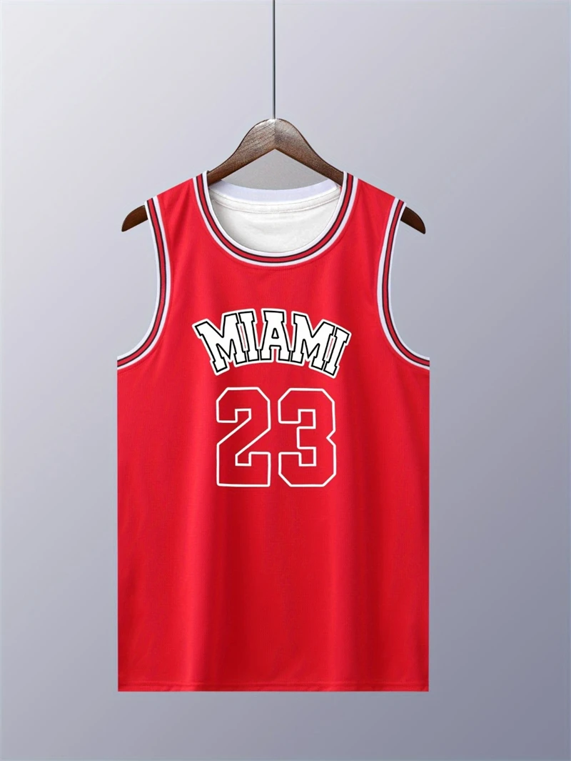 Men's Color Block 23 Letter Printed Patchwork Vest Sleeveless Summer Round Neck Casual Women's Tank