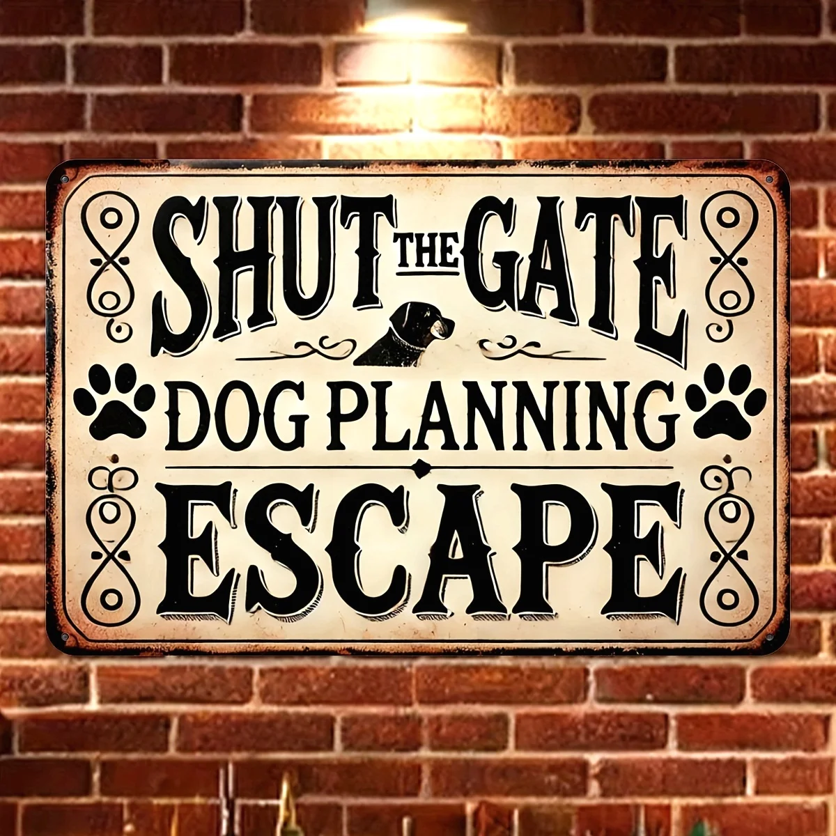 Waterproof & Rustic  Vintage Metal Sign - Shut the Gate, Dog Planning Escape Fun Gift Idea, Humorous Home Accent, Decor, , Perfe