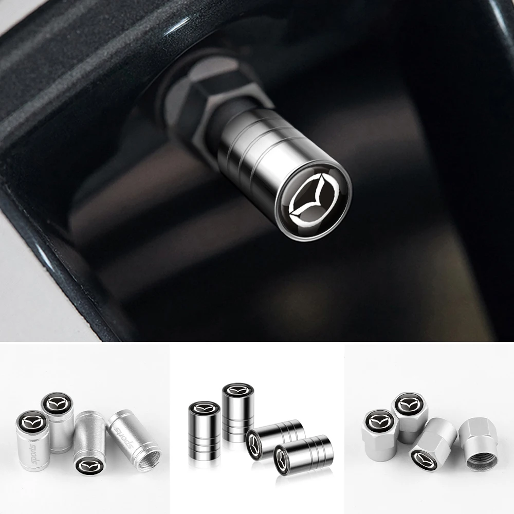 Frosted 4pcs Car Tire Valve Cap Metal Dust Cover Accessories For Mazda 2 3 5 6 Axela Atenza Demio Speed  CX4 CX-5 CX7 CX-8 MS