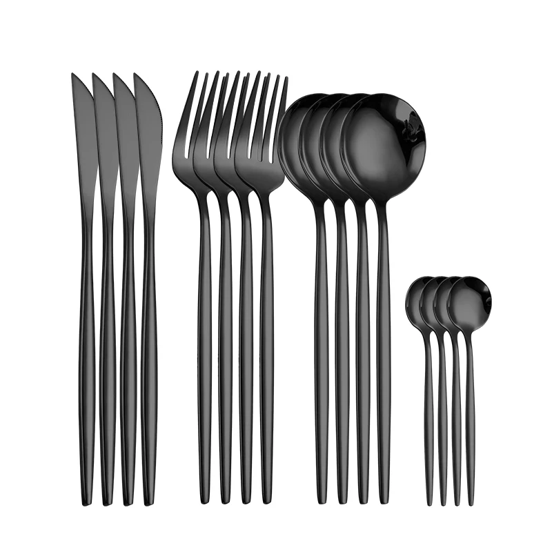 Tableware Black Silverware Cutlery Set 304 Stainless Steel Luxury Dinnerware Home Drop ship Fork Spoon Knife Kitchen Dinner Set