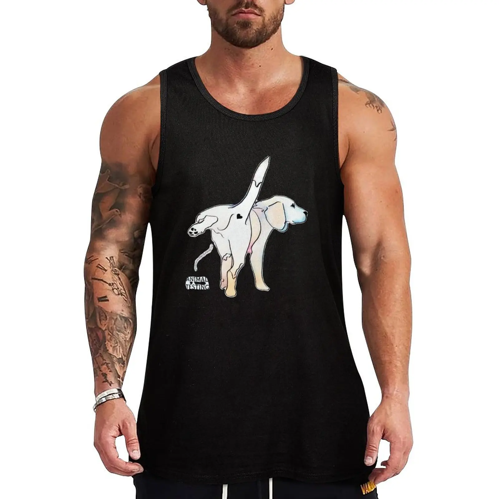 

stop animal testing beagle Tank Top Sleeveless T-shirt gym shirt man Man clothes for gym clothes for men summer