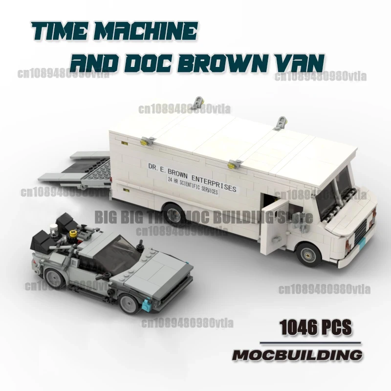 

MOC Technology Bricks Time Machine and Doc Brown Van Building Block City Racing Car Creative Expert Model Toy Back to the Future