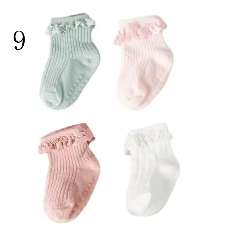 4Pair/lot new baby children's non-slip autumn winter cotton socks solid color baby foot socks - Image 12