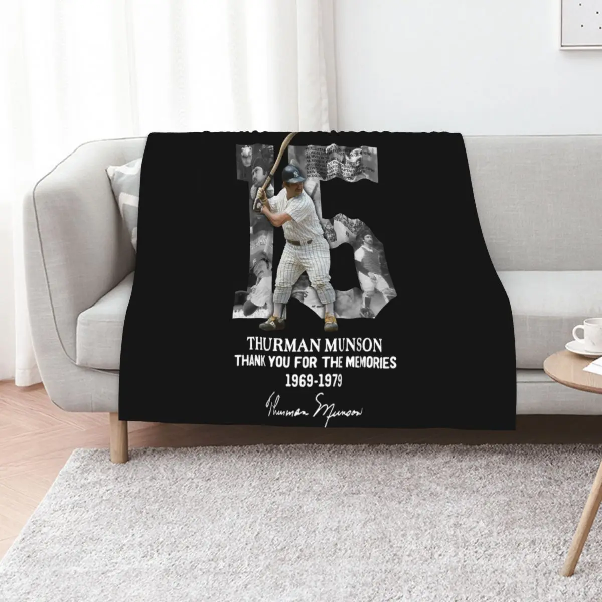 

Thurman Munson Thank You For The Memories 1969 1979 Signature Throw Blanket Soft Big Kid'S Flannel decorative Blankets