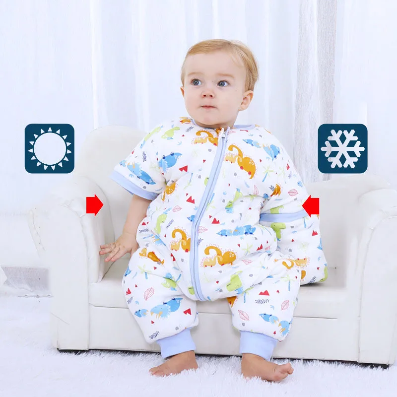 

1 Piece Cotton Baby Sleeping Bag Detachable Sleeves Romper Warm Kids Sleepsacks Cartoon Pattern Boys Girls Clothes Sleeping Bag