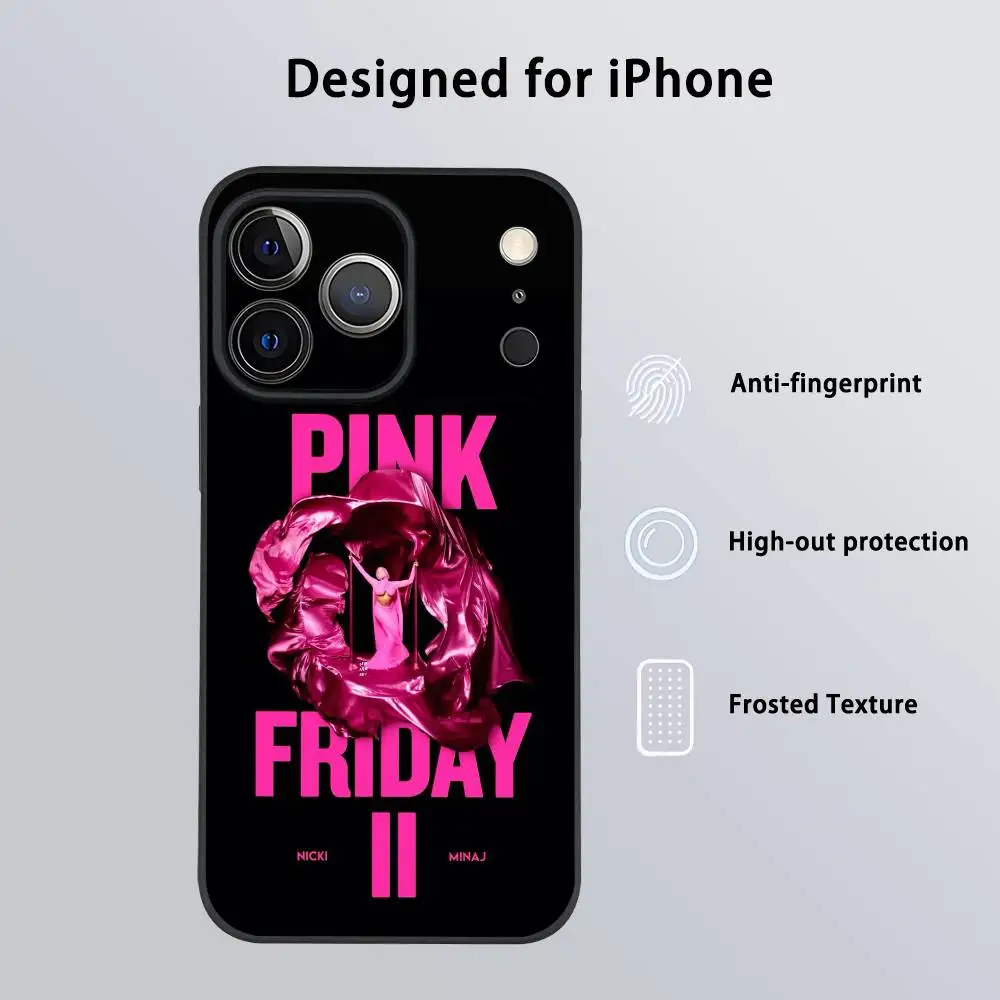 N-Nicki Minaj Pink F-Friday Phone Case For iPhone 17 16 15 14 13 12 11 Pro Max Plus Mini Black Frosted Soft Shell Funda