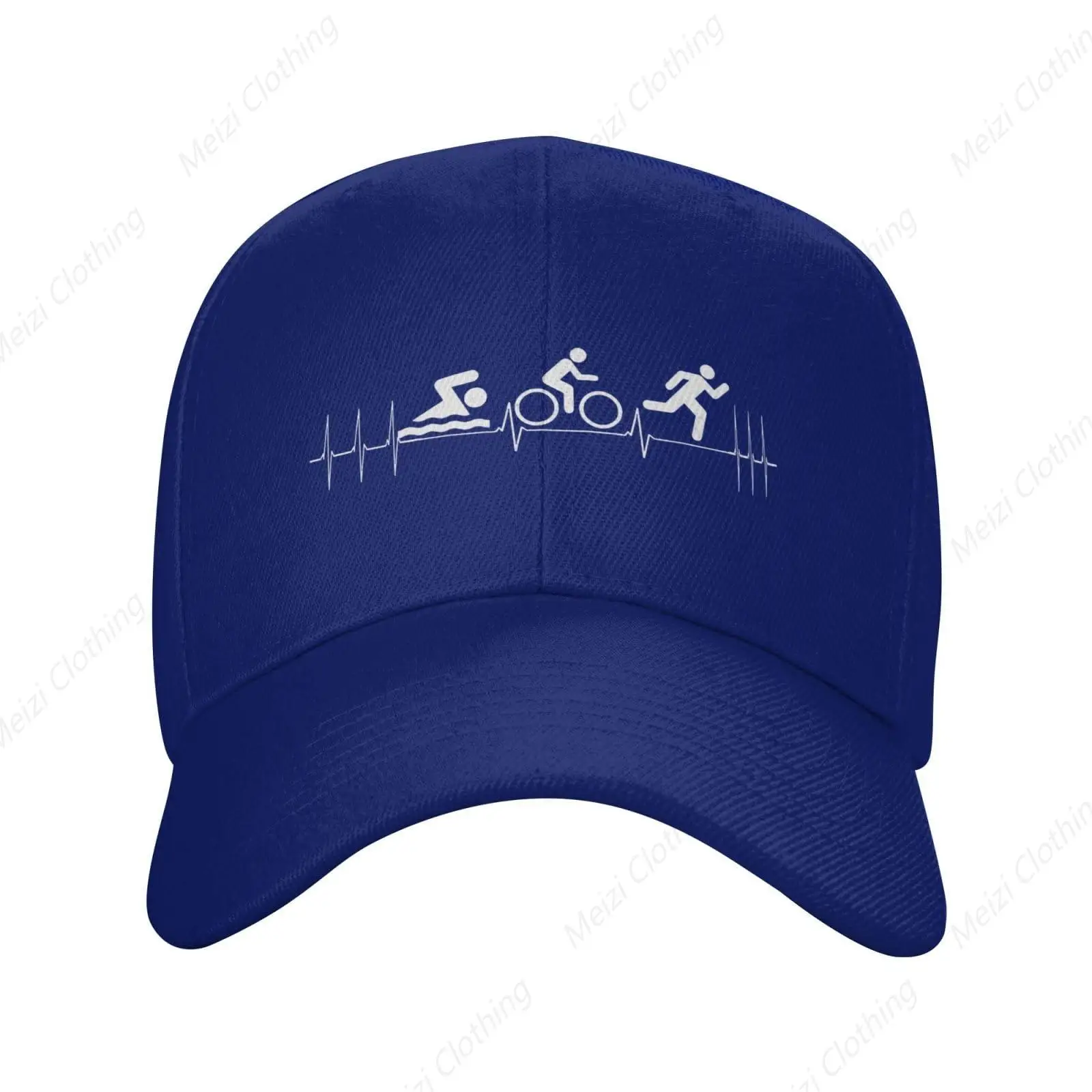 Triathlon Heartbeat Printed Baseball Hat for Men and Women Outdoor Classic Truck Hat Adjustable Snap Cap