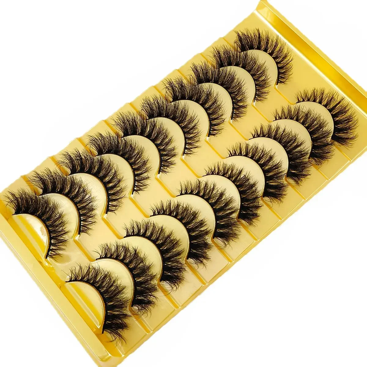 HBZGTLAD 10 Paar flauschige, weiche, künstliche Wimpern, künstliche Nerzwimpern, natürliche Wispy Lashes, Katzenaugenwimpern, dramatische, dicke Volumenwimpern